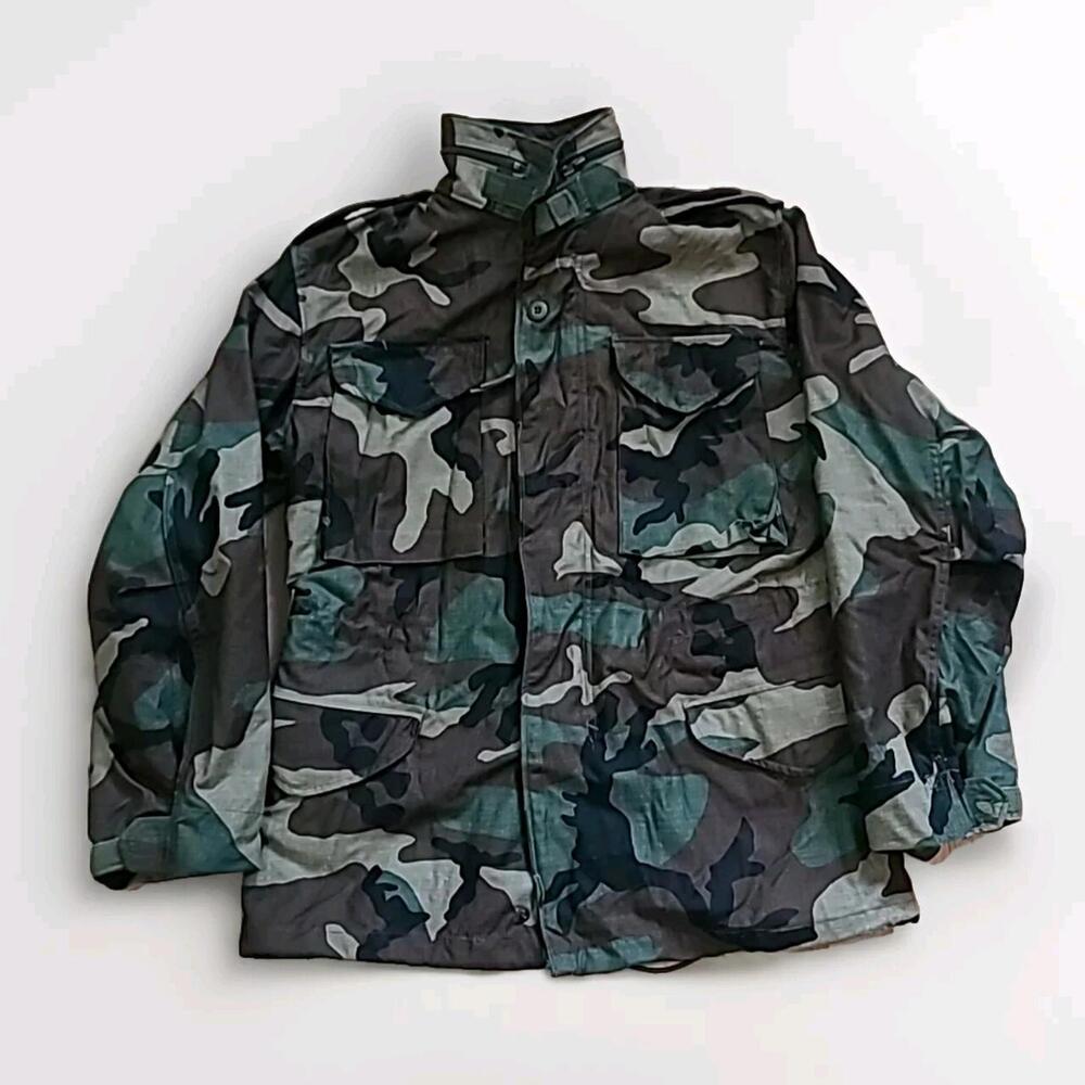Vintage M65 Woodland Camo Field‎ Jacket Cold Weather Small
